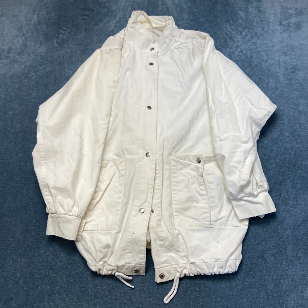 Vintage Pacer Utility Jacket Womens Small White Drawcord Hem Snap Front Outdoor